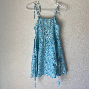 5/$25 Girls' Summer Blue Flower Tie Waist Dress Adjustable Straps Cotton Size S